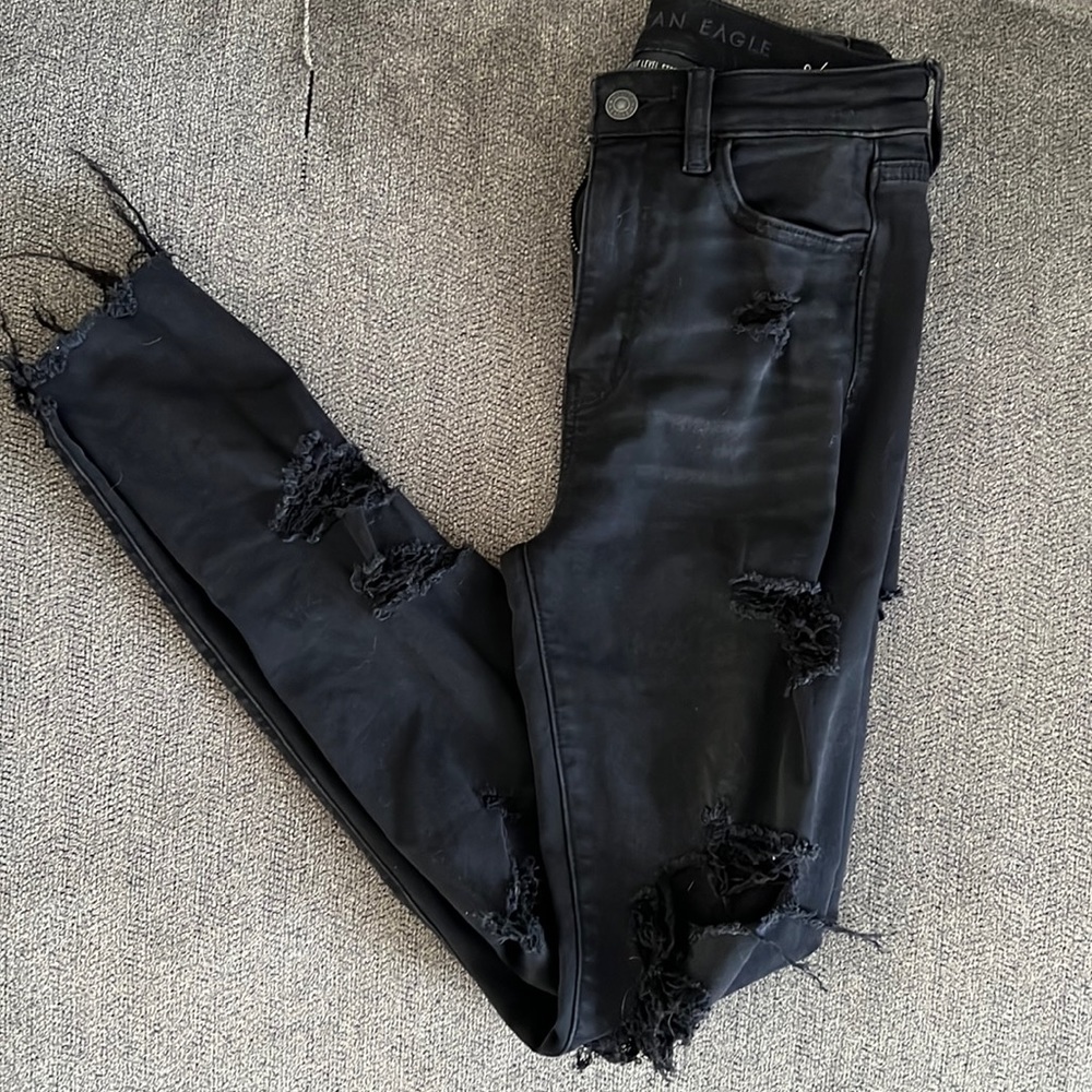 American eagle black super high rise jeggings